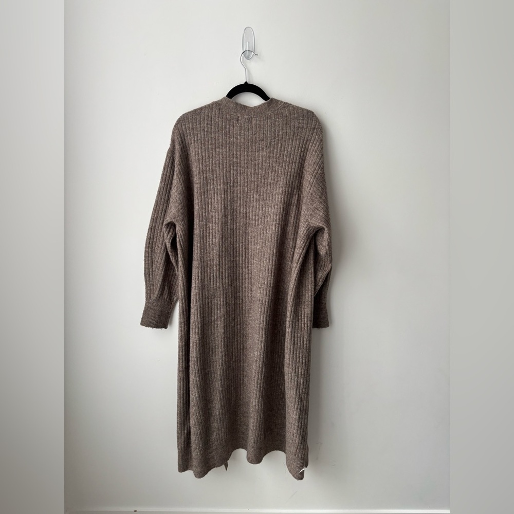 H&M Long Ribbed Duster Cardigan  Balloon Sleeve Cozy Layer L - Picture 9 of 10
